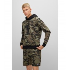 Hugo Boss BOSS & NBA cotton-terry hoodie with camouflage pattern 50477453-344 Green