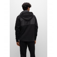 Hugo Boss Hybrid sweatshirt with detachable hood and signature stripe 50477492-001 Black