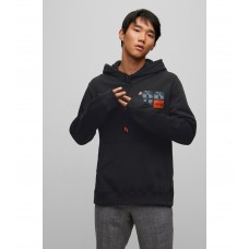 Hugo Boss Relaxed-fit hoodie in French terry with photographic prints 50477613-001 Black