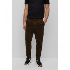 Hugo Boss Tapered-fit trousers in stretch-cotton corduroy 50477744-308 Dark Brown