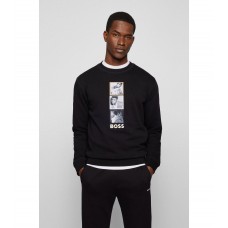 Hugo Boss French-terry sweatshirt with Muhammad Ali graphics 50477772-001 Black