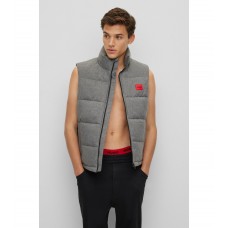 Hugo Boss Slim-fit water-repellent gilet with red logo label 50477822-036 Grey