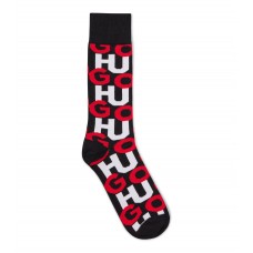 Hugo Boss Stacked-logo socks in an organic-cotton blend hbeu50478374-002 Black