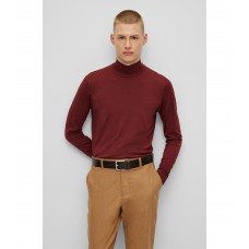 Hugo Boss Mock-neck sweater in virgin wool and silk 50478533-604 Dark Red