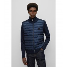 Hugo Boss Mixed-material padded jacket with logo patch 50478631-404 Dark Blue