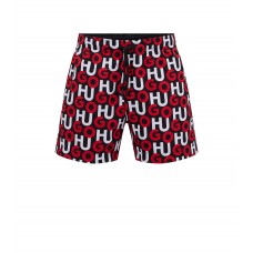 Hugo Boss Stacked-logo swim shorts in quick-drying recycled material 50478848-001 Red Patterned