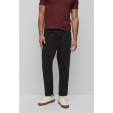 Hugo Boss Tapered-fit trousers in two-tone cotton-blend jersey 50478906-001 Black