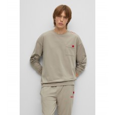 Hugo Boss Stretch-cotton loungewear sweatshirt with logo details 50478910-333 Light Green
