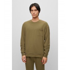 Hugo Boss Stretch-cotton loungewear sweatshirt with logo details 50478910-345 Light Green