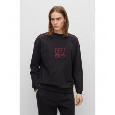 Hugo Boss Cotton-terry loungewear sweatshirt with stacked logo 50478920-001 Black