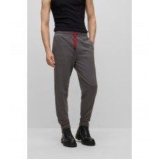 Hugo Boss Cotton-terry tracksuit bottoms with stacked logo 50478941-021 Dark Grey