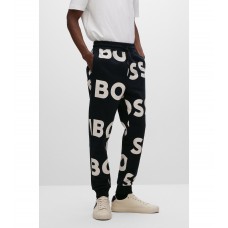 Hugo Boss Cotton-blend tracksuit bottoms with logo print 50479015-001 Black