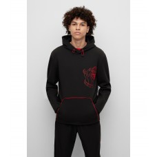 Hugo Boss Cotton-blend hoodie with dog print and capsule logo 50479054-002 Black