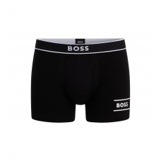 Hugo Boss Stretch-cotton trunks with logos and stripes 50479076-001 Black