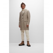 Hugo Boss Wool-blend coat with herringbone structure 50479193-260 Beige
