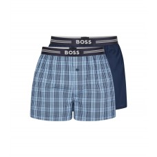 Hugo Boss Two-pack of cotton pyjama shorts with logo waistbands 50479274-451 Light Blue