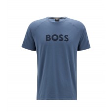 Hugo Boss Logo-print pyjama T-shirt in stretch-cotton jersey 50479361-436 Blue