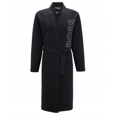 Hugo Boss Cotton-jersey dressing gown with outline logo 50479370-005 Black