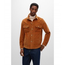 Hugo Boss Relaxed-fit overshirt in stretch-cotton corduroy 50479402-225 Brown