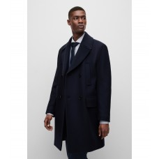 Hugo Boss Double-breasted relaxed-fit coat in a wool blend 50479454-404 Dark Blue