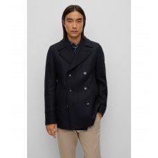 Hugo Boss Wool-blend slim-fit coat with double-breasted closure 50479475-402 Dark Blue