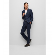 Hugo Boss Slim-fit suit in checked performance-stretch virgin wool 50479526-404 Dark Blue