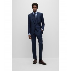 Hugo Boss Slim-fit three-piece-suit in micro-patterned virgin wool 50479573-404 Dark Blue