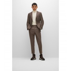 Hugo Boss Regular-fit suit in a patterned virgin-wool blend 50479614-245 Brown