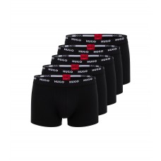 Hugo Boss Five-pack of stretch-cotton trunks with logo waistbands 50479944-001 Black