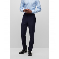 Hugo Boss Flat-front trousers in stretch virgin wool 50480020-410 Dark Blue