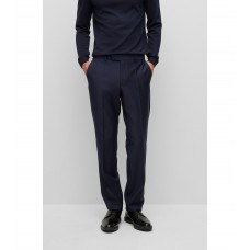 Hugo Boss Pleat-front trousers in stretch virgin wool 50480024-410 Dark Blue