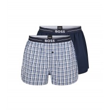 Hugo Boss Two-pack of cotton pyjama shorts with logo waistbands 50480056-405 Dark Blue
