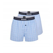 Hugo Boss Two-pack of cotton pyjama shorts with logo waistbands 50480056-471 Light Blue