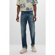 Hugo Boss Regular-fit jeans in comfort-stretch denim with fading 50480078-424 Blue