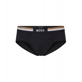 Hugo Boss Cotton-blend briefs with signature-stripe waistband 50480114-001 Black