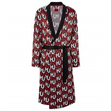 Hugo Boss Satin dressing gown with stacked-logo motif 50480272-961 Red Patterned