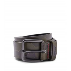 Hugo Boss Italian-made belt in smooth leather with camouflage print 50480460-960 Patterned