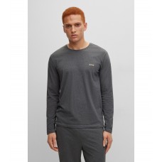 Hugo Boss Stretch-cotton loungewear T-shirt with embroidered logo 50480541-010 Dark Grey