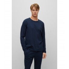 Hugo Boss Stretch-cotton loungewear T-shirt with embroidered logo 50480541-406 Dark Blue