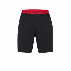 Hugo Boss Stretch-cotton pyjama shorts with logo waistband 50480590-001 Black