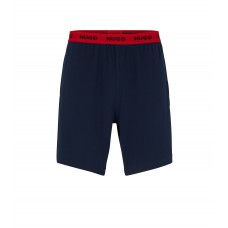 Hugo Boss Stretch-cotton pyjama shorts with logo waistband 50480590-405 Dark Blue
