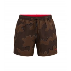 Hugo Boss Seasonal-print swim shorts in quick-drying recycled fabric 50480609-303 Khaki