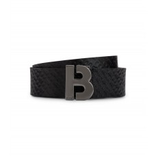 Hugo Boss Reversible Italian-leather belt with monogram buckle 50480954-002 Black