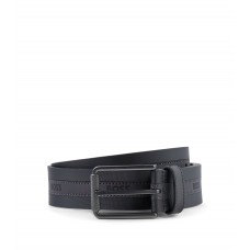 Hugo Boss Coated Italian-leather belt with stitched logo strap 50481008-001 Black