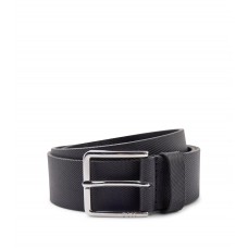 Hugo Boss Structured Italian-leather belt with logo end tip 50481023-001 Black