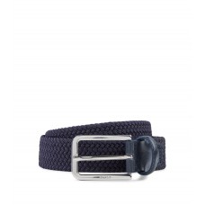 Hugo Boss Woven belt with leather facings 50481026-410 Dark Blue