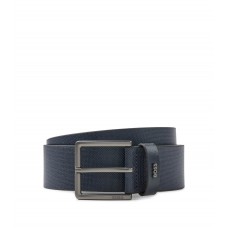 Hugo Boss Printed-leather belt with logo keeper 50481041-410 Dark Blue