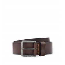 Hugo Boss Leather belt with logo buckle 50481096-202 Dark Brown