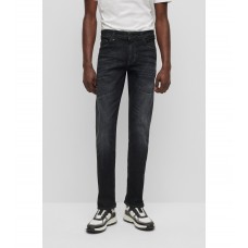 Hugo Boss Regular-fit jeans in black super-stretch denim 50481258-019 Dark Grey
