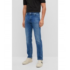 Hugo Boss Regular-fit jeans in distressed-blue comfort-stretch denim 50481281-438 Blue